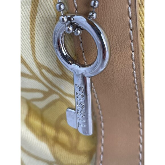 Fossil Vintage Yellow Textile Rose Purse with Fossil Key - Picture 2 of 8